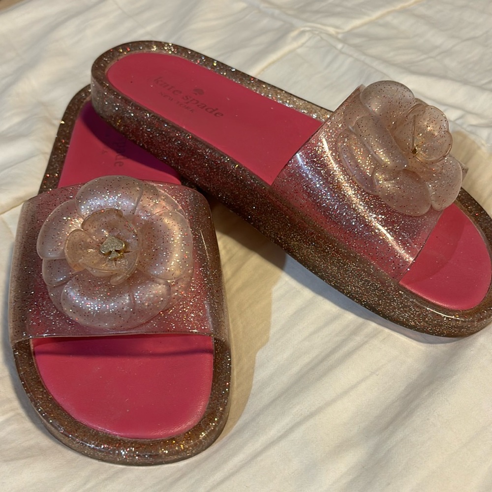 Kate Spade Splash Pink Glitter Jelly Slides Sandals Women's Sz 8
